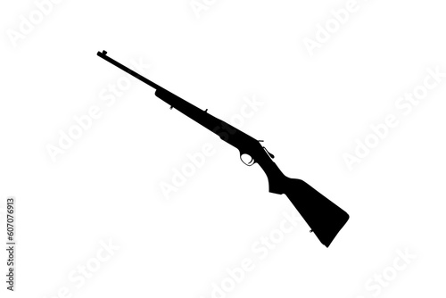 Weapon Silhouette, a long gun is a category of firearms with long barrels, for Pictogram. Logo, Apps, Website, Art Illustration or Graphic Design Element. Vector Illustration