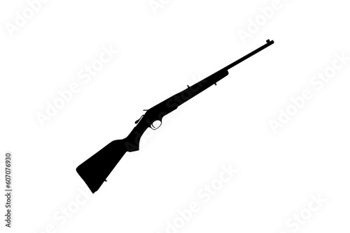 Weapon Silhouette, a long gun is a category of firearms with long barrels, for Pictogram. Logo, Apps, Website, Art Illustration or Graphic Design Element. Vector Illustration