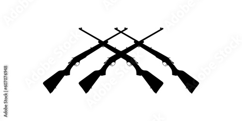 Weapon Silhouette, a long gun is a category of firearms with long barrels, for Pictogram. Logo, Apps, Website, Art Illustration or Graphic Design Element. Vector Illustration