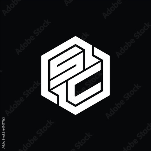 SC Logo monogram gaming hexagon geometric shape design template