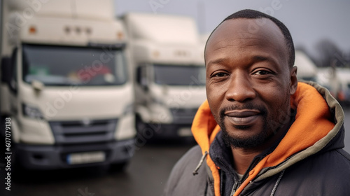adult man is truck driver mini job work and profession, logistics and transport in road traffic, transport © wetzkaz