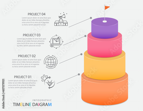 Infographics business data visualization elements with 4 options.Can be used for statistics, website, marketing presentation, vector illustration