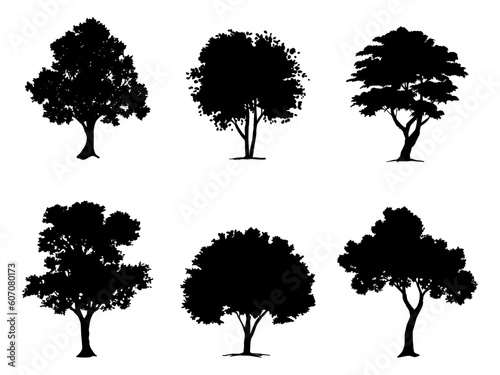 collection isolated tree Symbol silhouette style on white background. Can be used for your work.