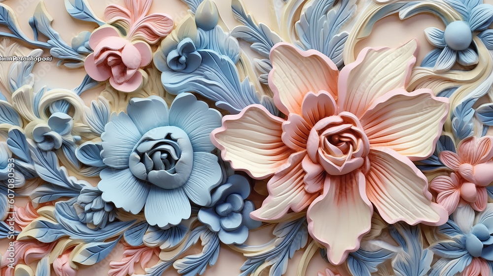 3d multicolored flowers three-dimensional painting background. flower ornament generative AI 3d multicolored flowers three-dimensional painting background. flower ornament generative AI