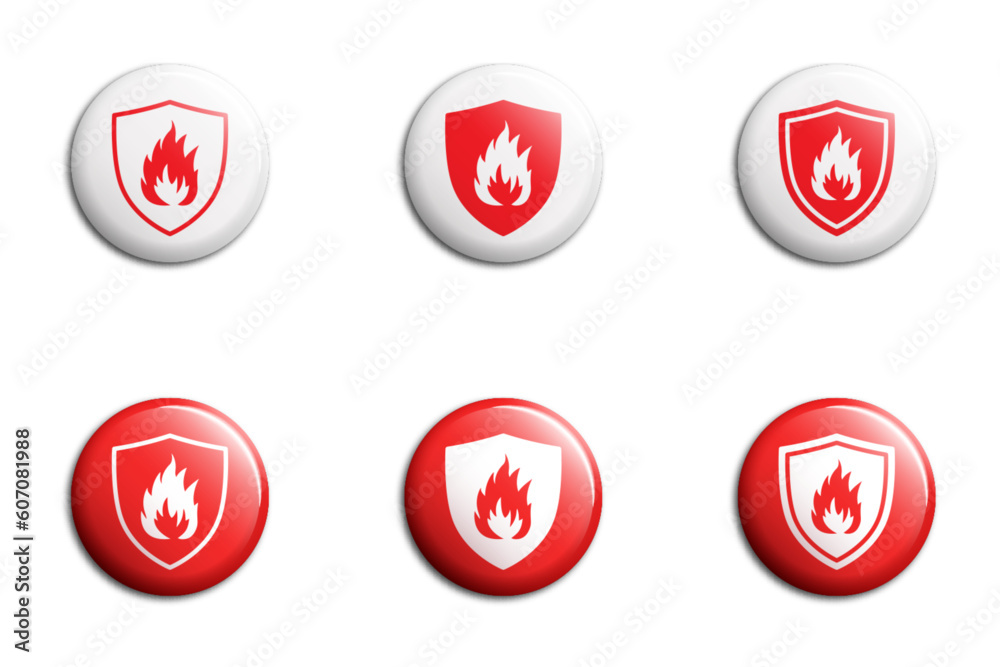 Fire protection icon. Shield with fire sign. Vector illustration. Fire protection icon. Shield with fire sign. Vector illustration.