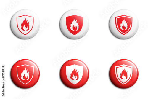 Fire protection icon. Shield with fire sign. Vector illustration.