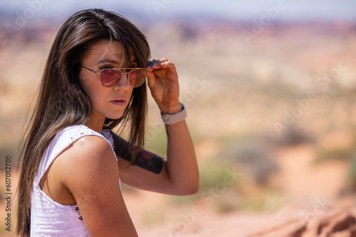 Photography Beautiful young woman in the nevada desert