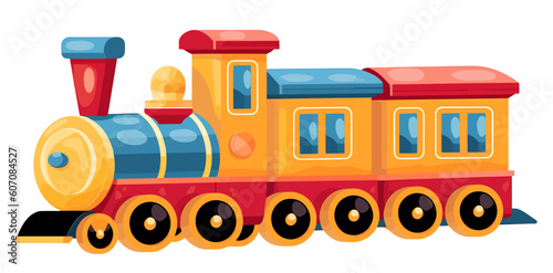 Toy train. Childish, train vector illustration on a white background.