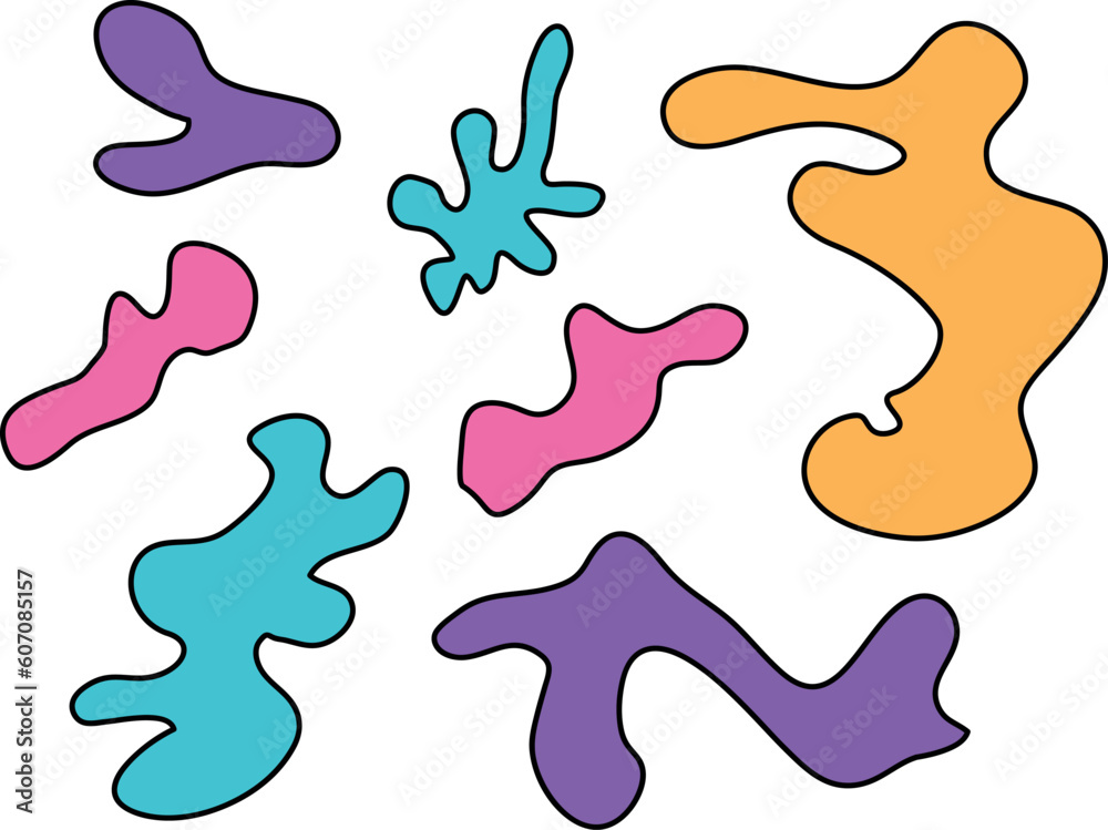 Decorative fluid forms elements design. Modern abstract shapes set. Vector illustration isolated on white background Decorative fluid forms elements design. Modern abstract shapes set. Vector illustration isolated on white background