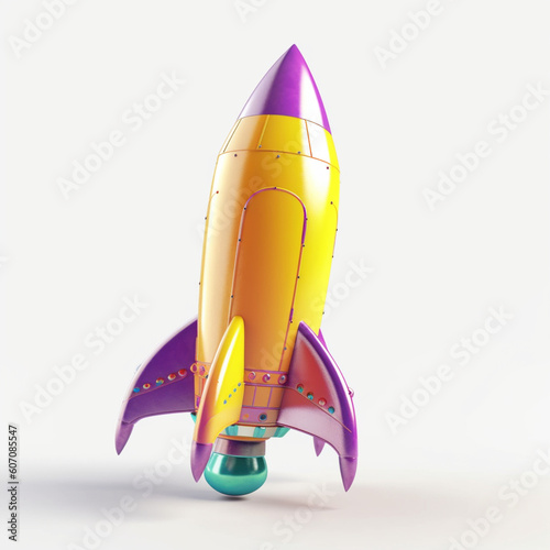 Izolowana rakieta 3D w dynamicznej pozie, Agile, Scrum - Isolated 3D rocket in dynamic pose, Agile, Scrum - AI Generated