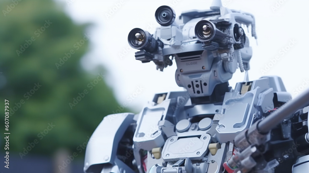 robot, combat machine, humanoid android with artificial intelligence and machine gun robot, combat machine, humanoid android with artificial intelligence and machine gun