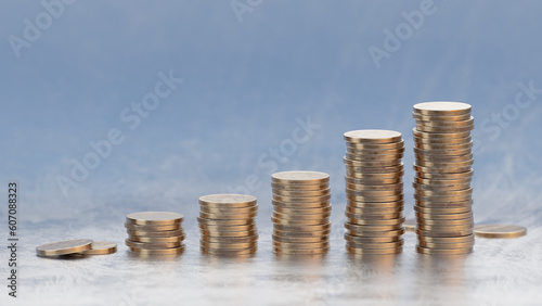 Coin stacks, money grow up