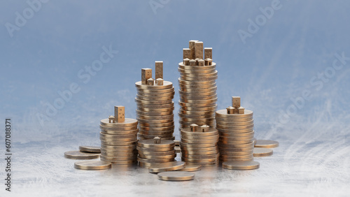 Coin stacks, money grow up