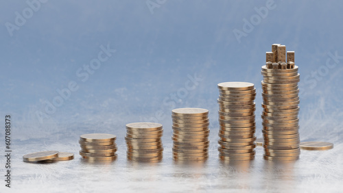 Coin stacks, money grow up