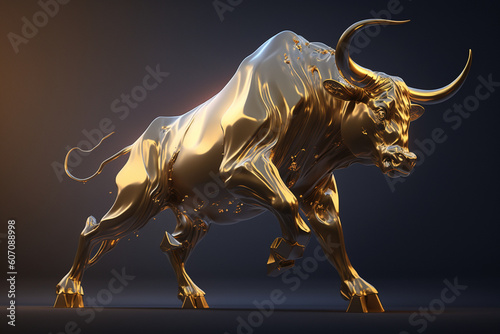 Złoty byk - wzrost i dobrobyt w biznesie - Golden bull - growth and prosperity in business - AI Generated photo