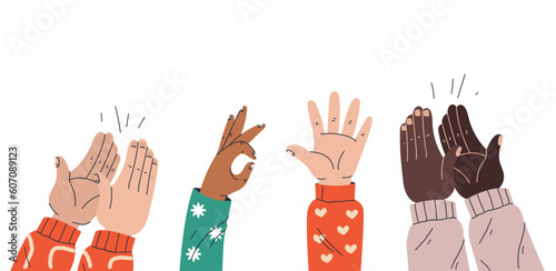 Applause hand applaud appreciation team background concept. Vector graphic design illustration