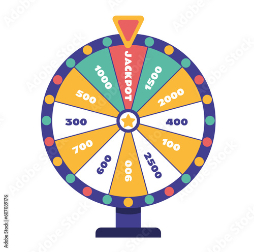 Wheel spin roulette win lucky game fortune casino isolated concept. Vector graphic design illustration 