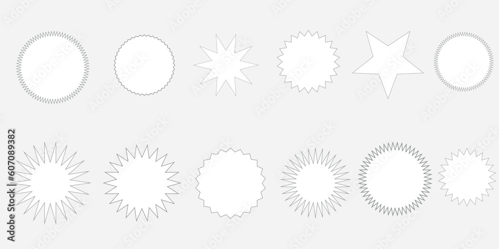 white set of sale sticker, sun stars, retro stars. Flat vector design elements white set of sale sticker, sun stars, retro stars. Flat vector design elements