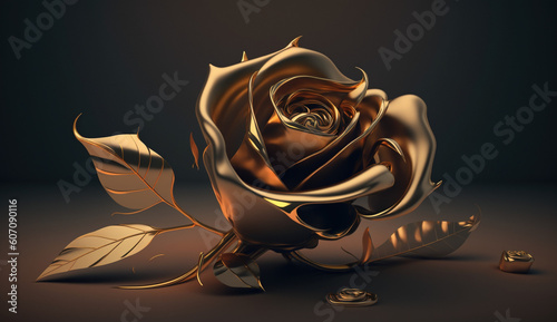 Luksusowy kwiat - złot róża - bogaty związek - Luxury flower - golden rose - rich relationship - AI Generated