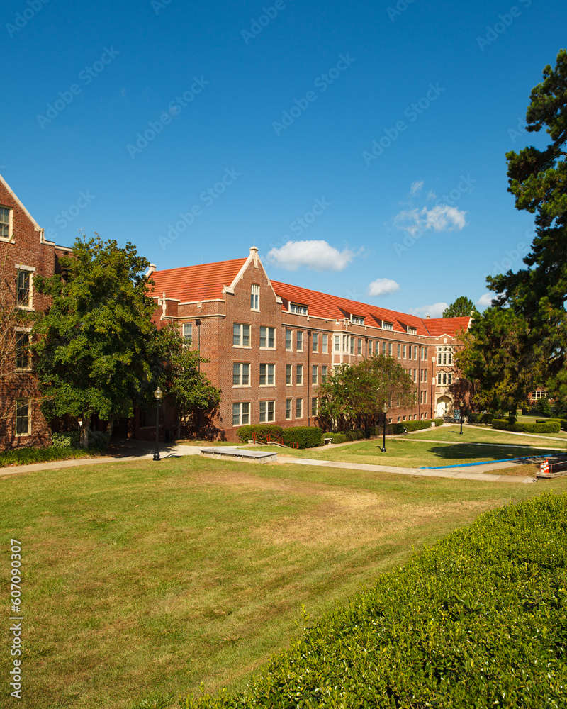 Fototapeta premium Typical American college campus with classic brick architecture