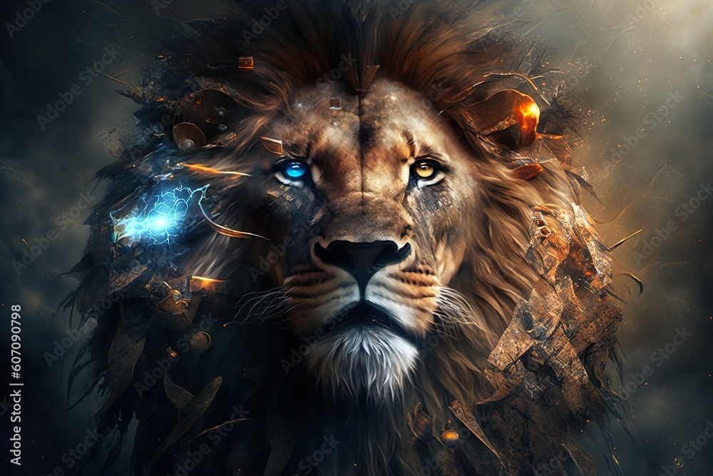 Portrait of a lion. Ai Generated