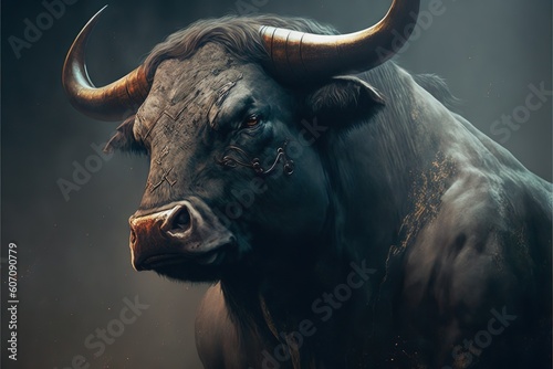 Muscular Black Bull. Ai Generated