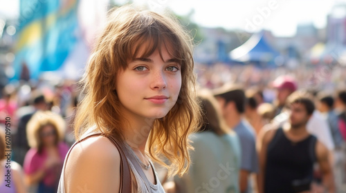 young adult woman is outsid...