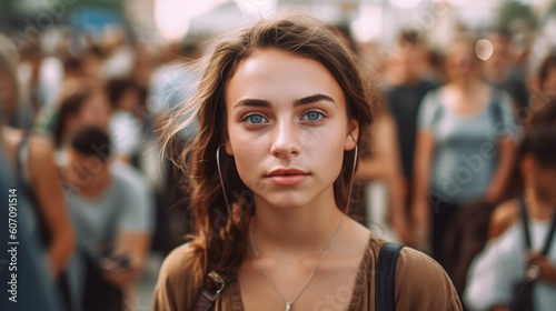 young adult woman is outsid...
