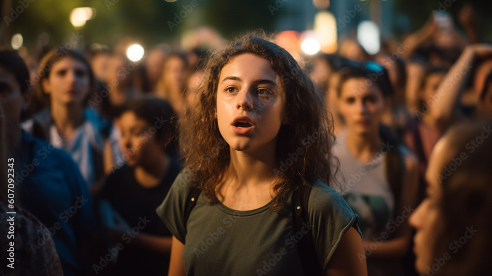 young adult people, protesting or riot, women crowds of people in a tight crowd, fictitious place young adult people, protesting or riot, women crowds of people in a tight crowd, fictitious place