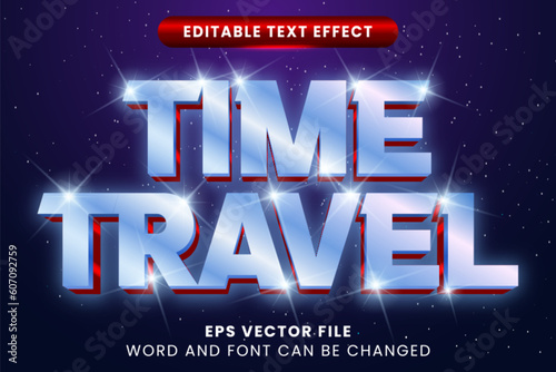 shiny metallic 3d retro vintage time travel vector text effect