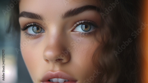 young adult woman closeup, ...