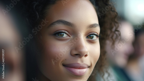 young adult woman, outside ...