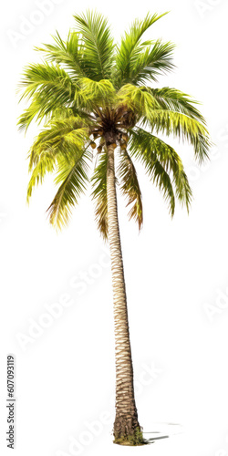 Palm tree isolated on transparent background, Coconut palm plant PNG, Generative AI
