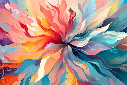 Abstract Flower Painting, Colorful Handdrawn Art for Wallpaper, generative ai generated