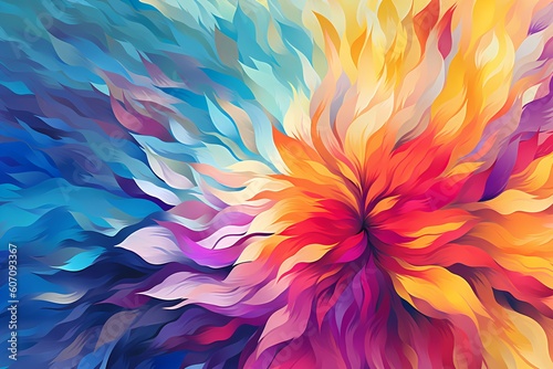 Artistic Flower Illustration, Colorful Abstract Handdrawn Wallpaper, generative ai generated