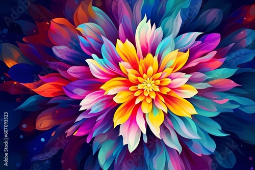 Colorful Handdrawn Art  Abstract Flower Painting for Background  generative ai generated