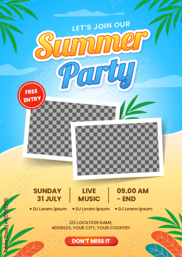 Vector party invitation template for summer season