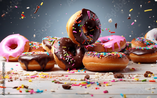 The donuts were scattered with sugar flakes. Generate AI
