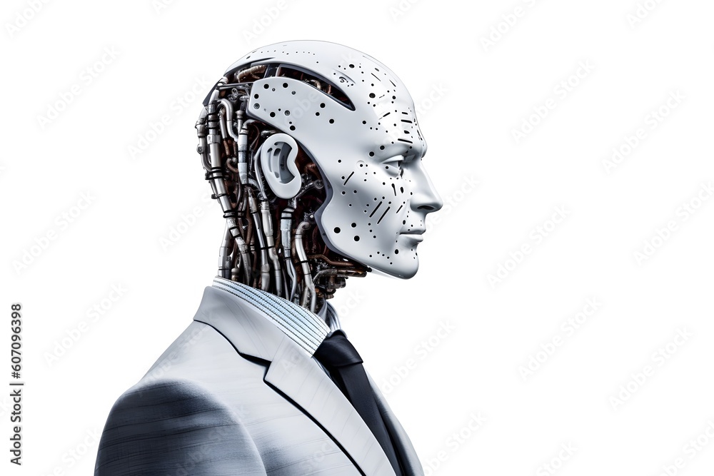 Cyberpunk. Businessman White Collar Worker. Robot dressed in a business suit. Generative Ai. Chat Bot. Cyberpunk. Businessman White Collar Worker. Robot dressed in a business suit. Generative Ai. Chat Bot.