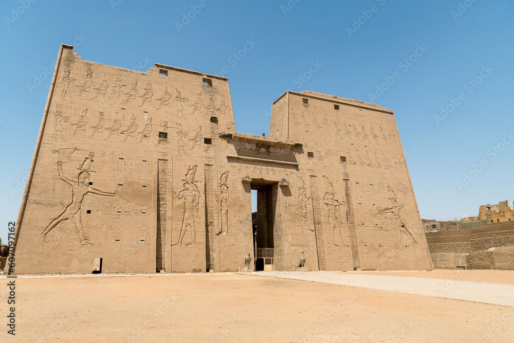 Edfu, Egypt ; May 28, 2023 - The entrance to the Temple of Edfu, Egypt.