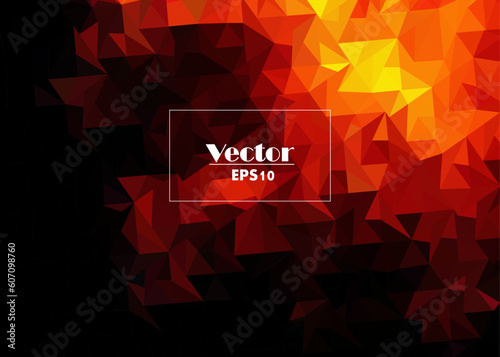 fire flame on black background abstract vector image stylized from triangles