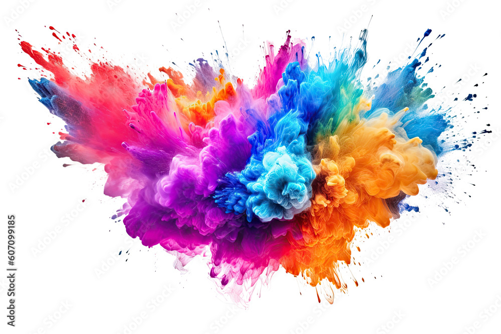 Colorful rainbow powder explosion. Generative AI Colorful rainbow powder explosion. Generative AI