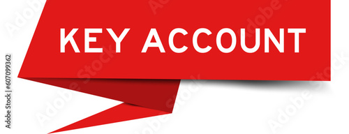 Red color speech banner with word key account on white background