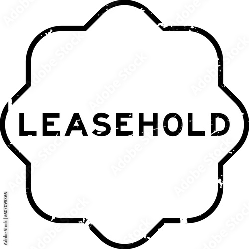 Grunge black leasehold word rubber seal stamp on white background