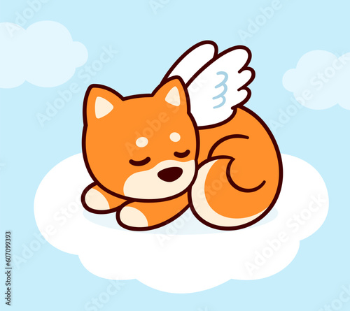 Cute dog angel cartoon drawing