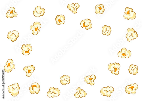 Background with popcorn. Image of snack food in cartoon style.