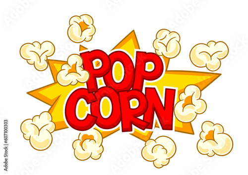 Background with popcorn. Image of snack food in cartoon style.