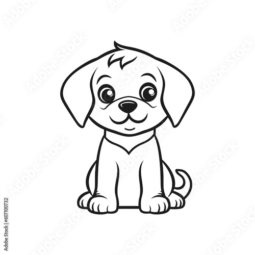  Dog outline sketch vector. Hand drawn dog linear illustration. Monochrome silhouette for coloring book. 