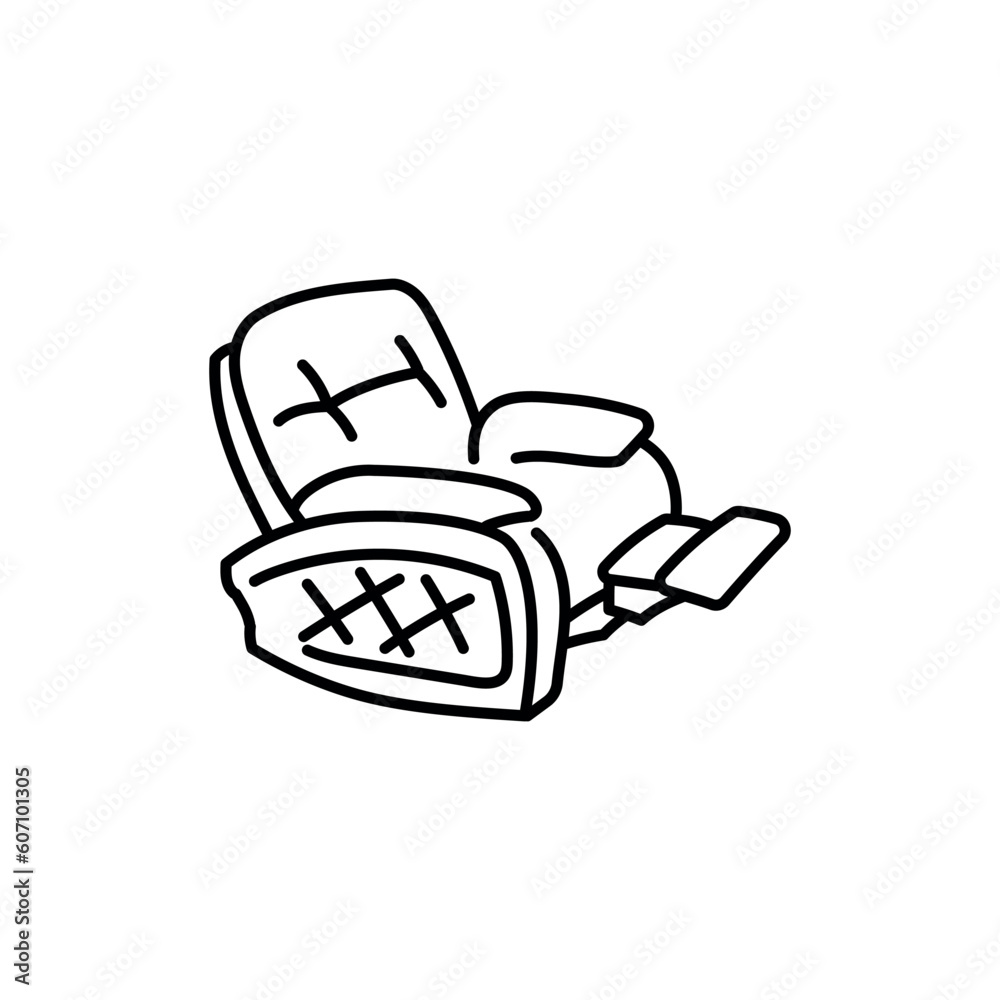 Soft leather folding chair black line icon. Soft leather folding chair black line icon.
