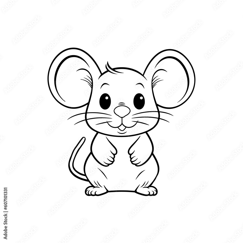 Mouse outline sketch vector. Hand drawn mousy linear illustration. Monochrome silhouette for coloring book. Mouse outline sketch vector. Hand drawn mousy linear illustration. Monochrome silhouette for coloring book.